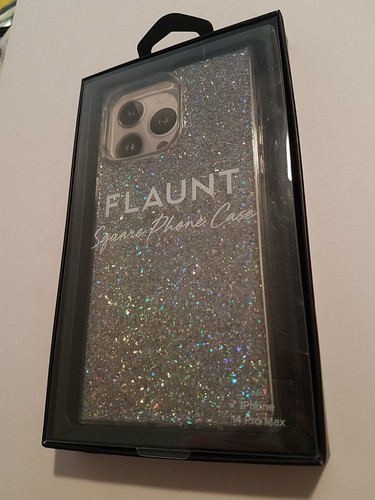 FLAUNT Designer Square case iphone 14 promax Glitter Silver - Picture 7 of 8