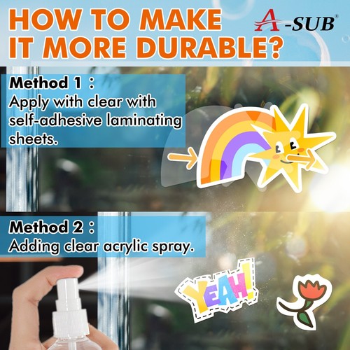 A-SUB Vinyl Sticker Paper High Glossy White Waterproof Removable 25 Sheet 8.5x11 - Picture 4 of 11