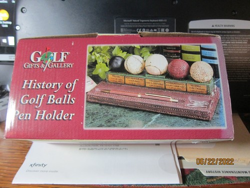 Golfing Themed Desk Decor "HISTORY OF THE GOLF BALL" Pen Holder HEAVY Resin - Picture 2 of 2