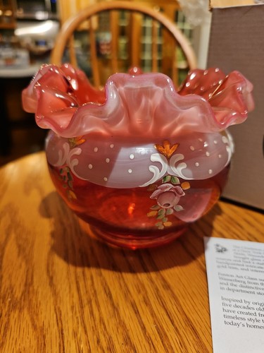 BRANDNEU Fenton Charleton Collection Cranberry Rose Vase Schale 2002 A19 - Bild 2 von 13