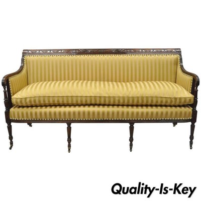 19th C Clical American Federal Cornucopia Carved Mahogany Sheraton Style Sofa Ebay