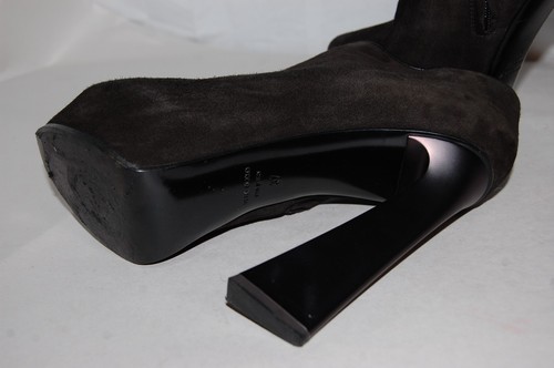 37/6.5❤️ZANOTTI Black real Suede Leather High Heel Ankle BOOTS Bootie ITALY - Picture 10 of 10