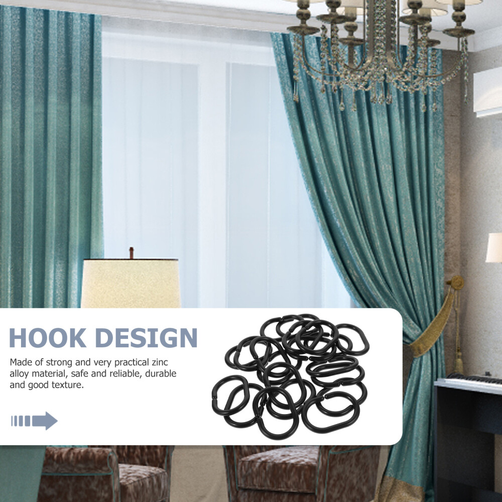 20 Black Plastic Shower Curtain Rings Rust Proof Hooks Hangers eBay