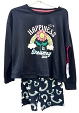 NEW Justice Girls Rainbow Long Sleeve Top Shorts 2 Pc Pajama Set Rainbows 10