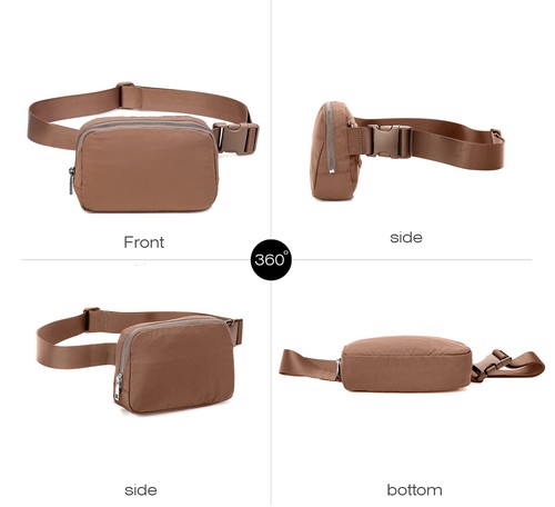 Fanny Pack Waist Bag Crossbody for Travel Workout Brown Adjustable Strap - Picture 3 of 7