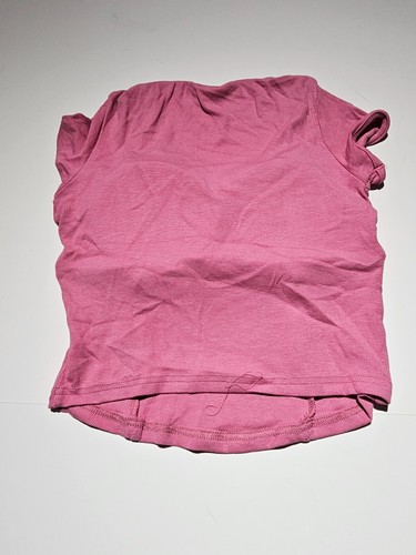 Women Built-in Bra Sweetheart Neck Ribbed Knit Short Sleeve T-shirt Pink Size - Picture 4 of 4