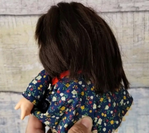 VTG 1973 Fisher Price Jenny Lapsitter Doll - Blue Floral outfit - Brown Hair - Picture 8 of 21
