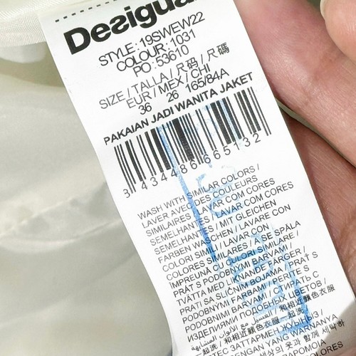 Desigual bestickte wattierte Tracy Jacke Langarm weiß 36 / US XS Neu mit Etikett - Bild 9 von 13