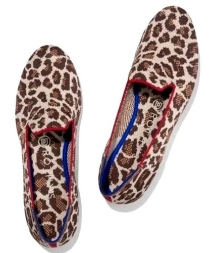 Rothy's Shoes Women 7 Brown Mocha Spot Leopard Ballet Flats Loafers Preppy - Picture 1 of 14