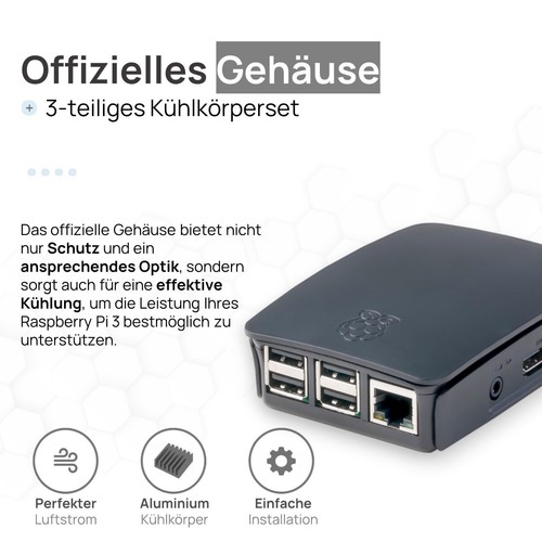 Raspberry Pi 3B 1GB Starter-Kit | Netzteil | Gehäuse | 64GB Edition |Kühlköper - Bild 6 von 9