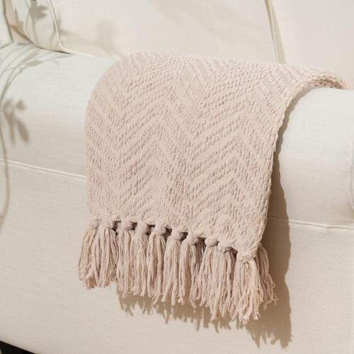 Super Soft Beige Throw Blanket for Couch – Cozy 60" x 80" All-Season Comfort - Picture 5 of 11