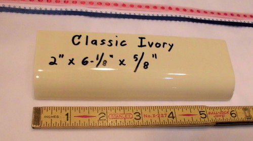 1 pc. *Ivory - Lite Yellow* Glossy Ceramic Radius Mud Cap Bullnose Tile, NOS - Picture 7 of 12