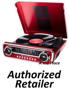ION-1965-FORD-MUSTANG-LP-Car-Styled-Turntable-Record-Player-AM-FM-Radio-RED-NEW