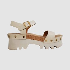  995 Chloe Women Ivory Owena Platform Leather Sandals Shoes Size 39