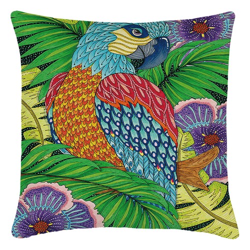 Macaw Bird Tropical Jungle Leaves Throw Pillow Cover Parrot Accent Cushion Case - Picture 39 of 60