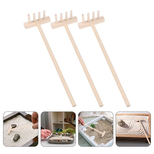 3pcs Mini Rake Japanese Tea Set Miniature Rake Zen Garden Bamboo Rakes Zen