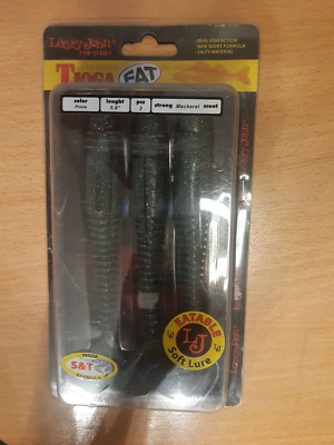 NEU 3 Angel Köder Lucky John Tioga FAT GRÜN 15cm Gummiköder 5,8'' Bait Fisch fish