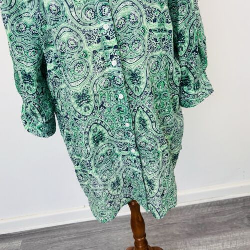 Sportscraft Womens Shirt Tunic Green Paisley 3/4 Sleeve Button Up Size 12 - Picture 3 of 6