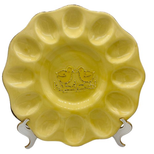 Maioliche Jessica Yellow Ceramic Easter Chicks Egg Platter Plate Farm Italy - Picture 1 of 6