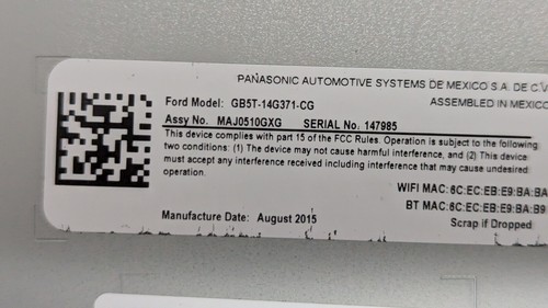 2016-2019 Ford Lincoln Escape SYNC 3 Communication Control Module GJ5T14G370CG - Bild 6 von 7