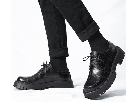 Men's Platform Faux Leather Lace Up Soft Durable Fashion Breathable Shoes - Bild 10 von 17