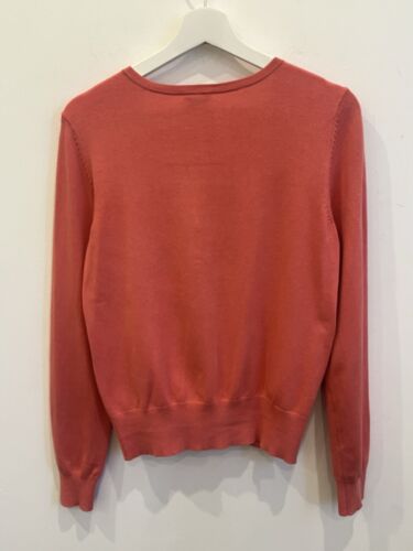 Ann Taylor Women's Cardigan Sweater Medium Coral Silk Cotton V-Neck M - Picture 2 of 5
