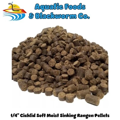 RANGEN SOFT PELLETS 1/4" Soft Moist Sinking Rangen Pellets for Cichlids, Axolotl, Snails & Shrimp