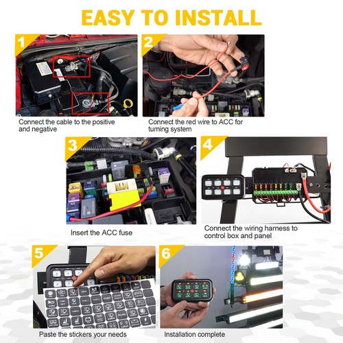 Car 8 Gang Switch Panel On-Off LED Switch Panel Circuit Control Relay System US - Bild 8 von 12