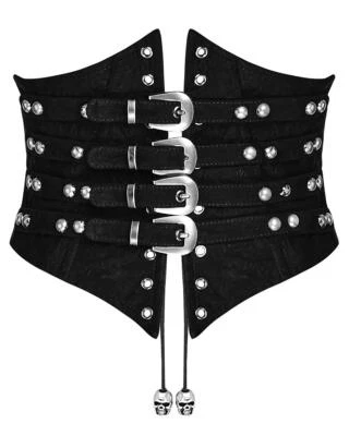 Punk Rave Corsé Negro Gótico Dieselpunk Waspie Faja Cinturón Piel Sintética - Imagen 1 de 4
