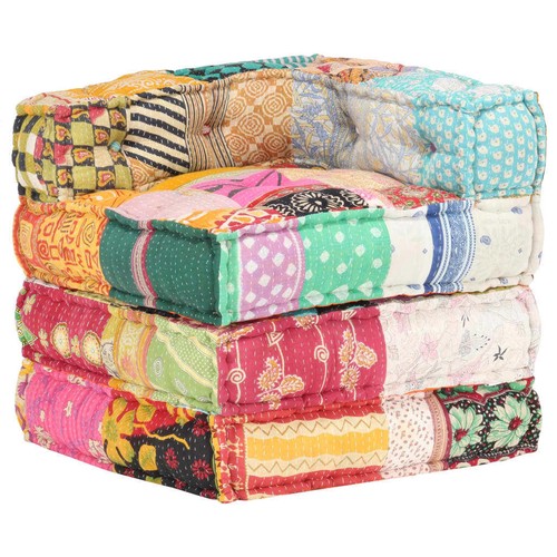 vidaXL Modular Pouffe Patchwork Fabric - Picture 7 of 9