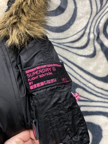 Great Superdry N3B Flight Parka Hooded Jacket Full Zip USA Army Nylon Size Small - Picture 4 of 11