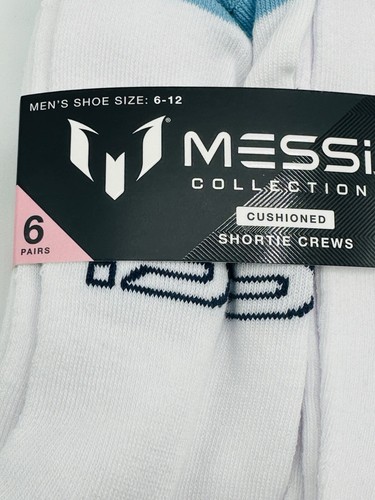 Messi Collection Cushioned Shortie Crew Socks 6 Pairs Men’s Size 6-12 New - Afbeelding 2 van 2