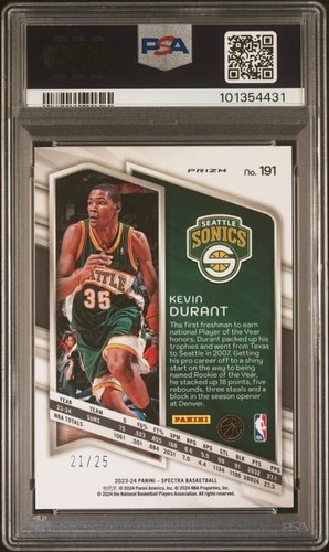 2023 Spectra Spectracular Debut #191 Kevin Durant Meta SSP /25 PSA 9 Supersonics - Picture 2 of 2