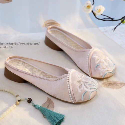Embroidered Flower Women Shoes Comfortable Flats Chinese Style Cotton Slippers - Picture 24 of 25