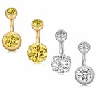 4 pcs Surgical Steel Belly Button Ring Cz Navel Bar Belly Piercing Jewelry 14G
