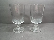 Vtg. Set of 2 Stemmed Clear Glasses Drinkware Starburst 6 1/4" Tall