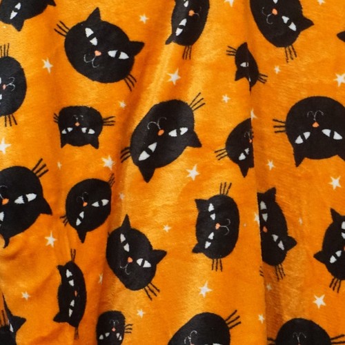IMG Orange with Black Cats Hooded Blanket Kids One Size Fits Most Soft Serpa - Picture 6 of 6