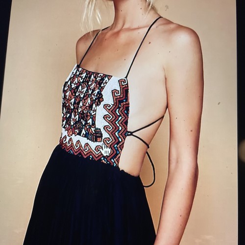 Free People Mara Hoffman Perlen Seide Göttin Kleid in Creme 8 Neu mit Etikett - Bild 3 von 6