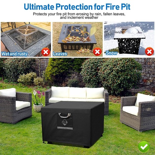 Outdoor Fire Pit Cover Square Super Waterproof,32" L x 32" W x 24" H 600D Strong - Picture 2 of 7