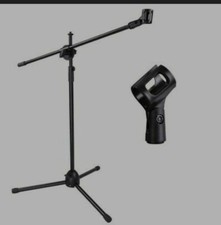 Microphone Boom Stand Mic Clip Holder Studio Arm 360  Adjustable Foldable Tripod