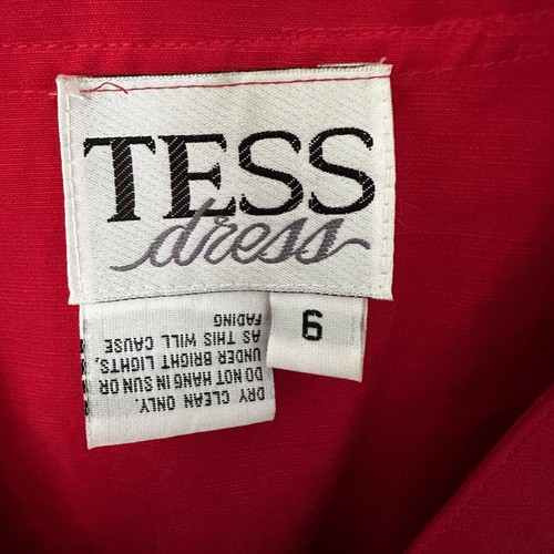 Vintage Tess Slip Shirt Dress SZ 6Shift Short Sleeve 100% Silk Pocket Rich Red - Picture 6 of 14