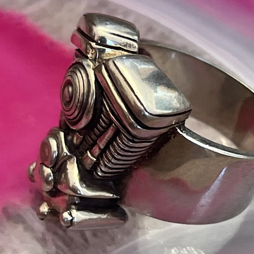 Sterling Silber 925 Biker Ring Knucklehead V Twin Harley Davidson Motor Gr. 13 - Bild 7 von 22