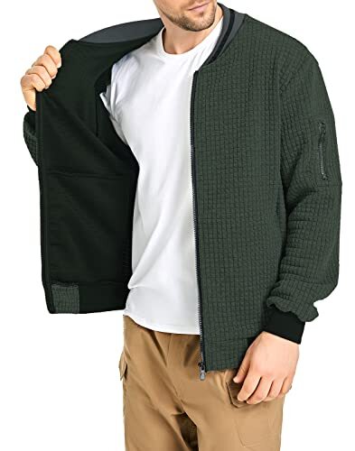 SAVKOOV Mens Lightweight Jacket Casual Bomber Jacket Varsity Coat - Bild 6 von 6