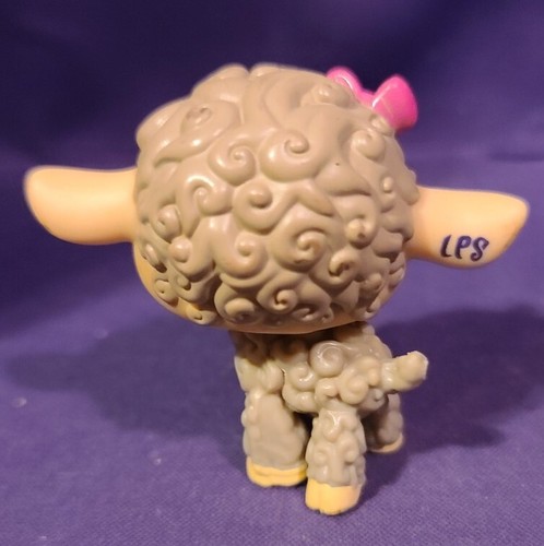 Autentico Littlest Pet Shop #2101 agnello pecora grigio crema fiocco viola punti - Foto 8 di 8