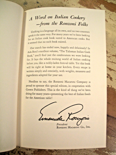 THE TALISMAN ITALIAN COOK BOOK Ada Boni Special Ronzoni Macaroni Co Edition 1972 - Picture 6 of 24