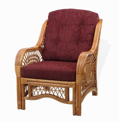 Malibu Rattan Wicker Lounge Chair with Thick Dark Brown Cushion,Handmade Design - Picture 3 of 28
