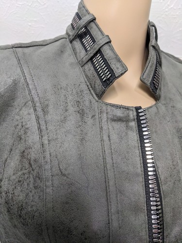 Joseph Ribkoff S Small Black Gray Stretch Knit Cardigan Jacket Top Zipper Accent - Picture 2 of 10