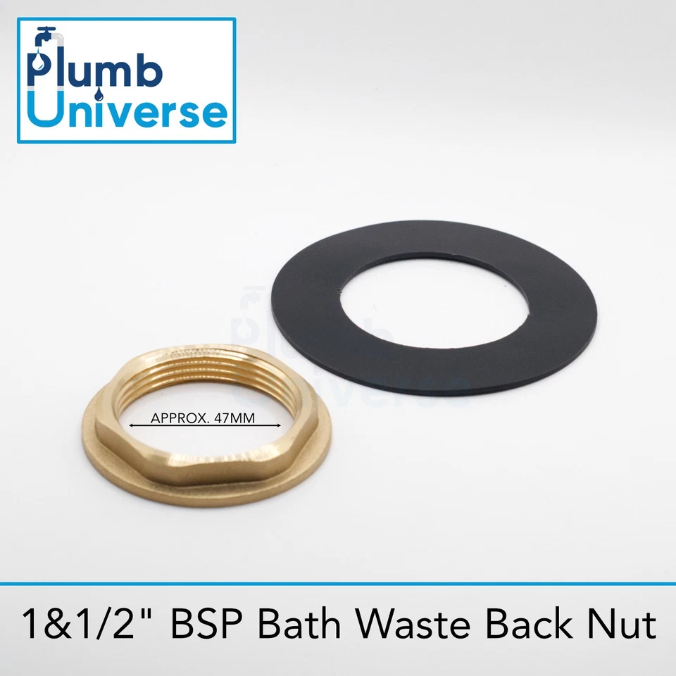 1&1/2" BSP Messing Bad Ablaufmutter Befestigungsmutter mit Gummischeibe