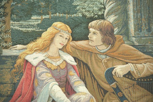 Tapiz romance y mito medieval belga, tapiz de Tristán colgante de pared - Imagen 4 de 4