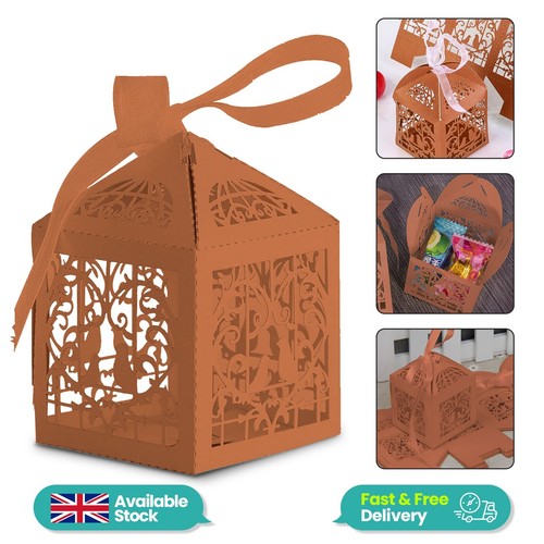 50-100pcs Luxury Wedding Party Favor Box Laser Cut Love Heart Sweet Candy Boxes - Picture 60 of 121